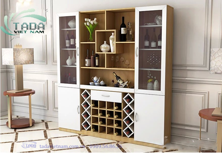 Tủ rượu khung gỗ cánh kính sang trọng chất liệu gỗ MDF thương hiệu TADA ...