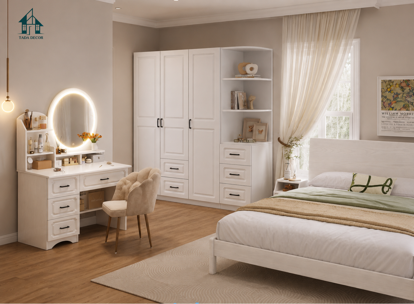Bàn trang điểm hiện đại màu trắng - 8