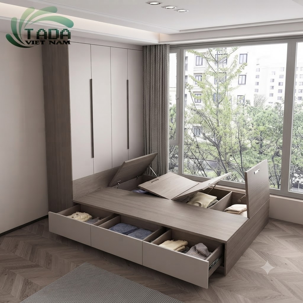 Mẫu giường liền tủ thông minh đa năng, thương hiệu TaDa Việt Nam TD3185