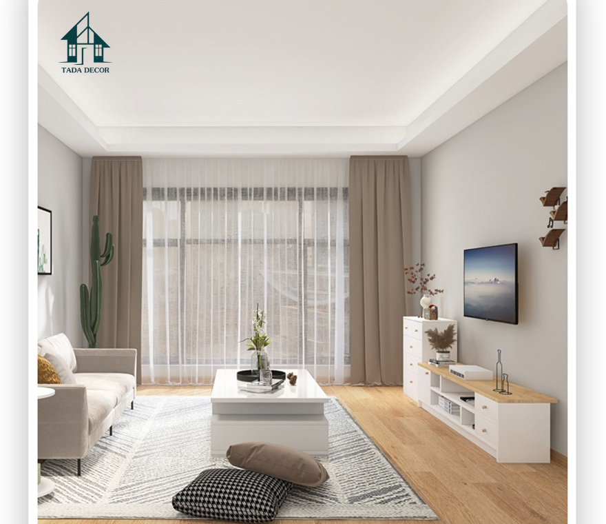 Kệ tivi gỗ công nghiệp mdf phối màu trắng vân gỗ - 7