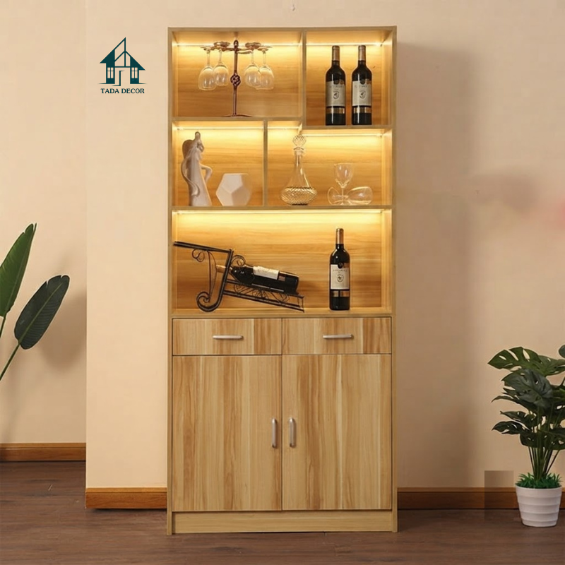 Tủ Rượu Gỗ Hiện Đại - Thiết Kế Đa Năng, Có Ngăn Kéo Và Giá Treo Ly - Thương Hiệu TADA Việt Nam - TDTR92