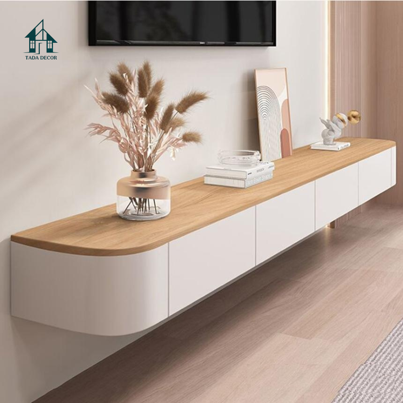 Kệ tivi bo góc hiện đại treo tường phòng khách - 5