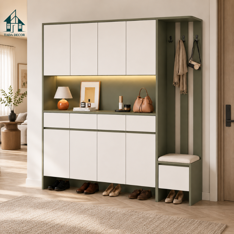 Tủ Giày Thông Minh Kết Hợp Ghế Ngồi Và Móc Treo – Giải Pháp Lối Vào Hoàn Hảo Cho Căn Hộ Hiện Đại - Thương Hiệu TADA Việt Nam - TDTG102