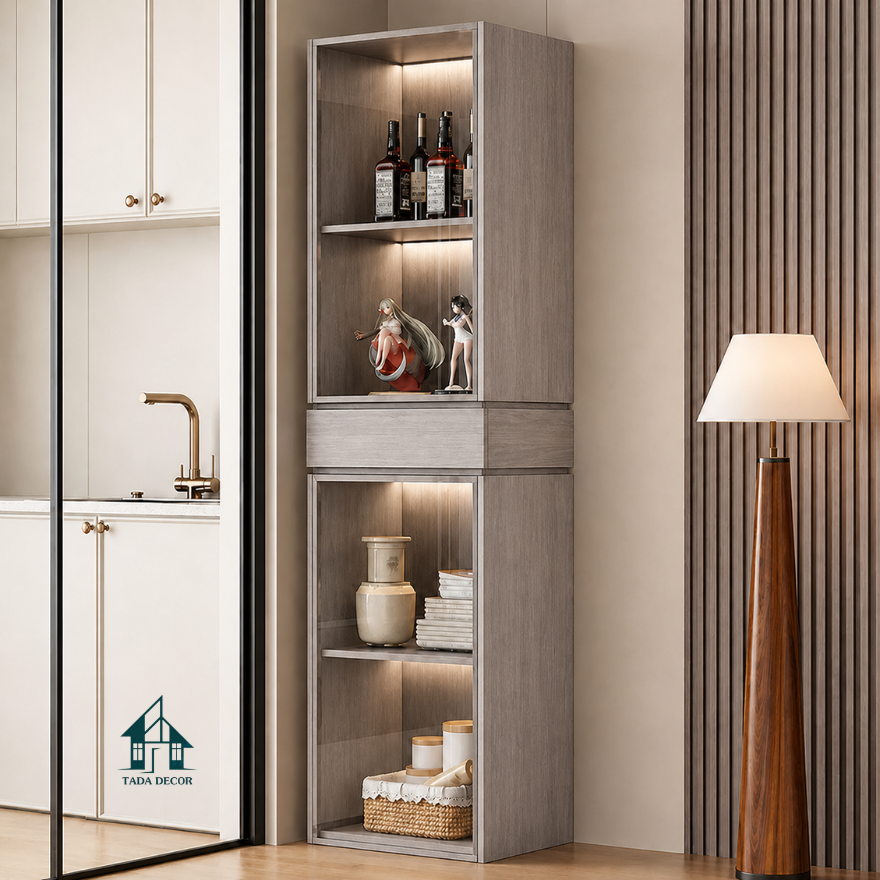Tủ Rượu Đứng Góc Hẹp Có Đèn LED – Đỉnh Cao Tối Ưu Không Gian Sang Trọng - Thương Hiệu TADA Việt Nam - TDTR43