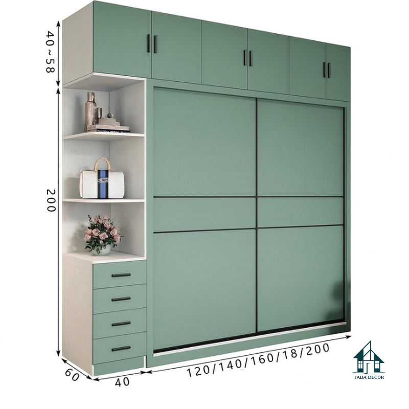 Mẫu tủ quần áo 2 cánh lùa kịch trần - 3