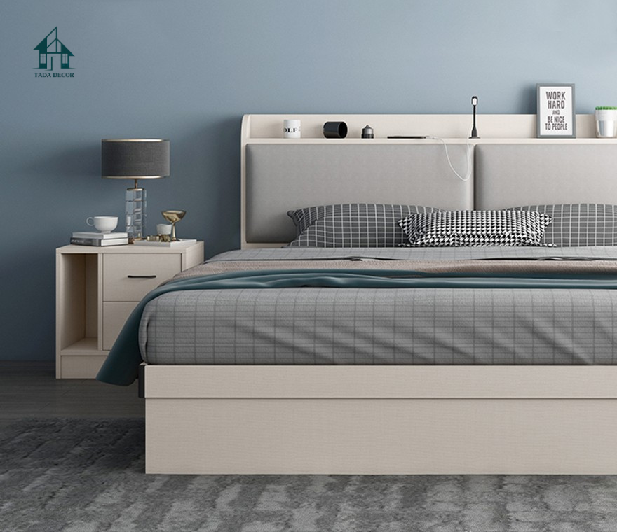 Giường ngủ phối 2 màu trắng xám - 6