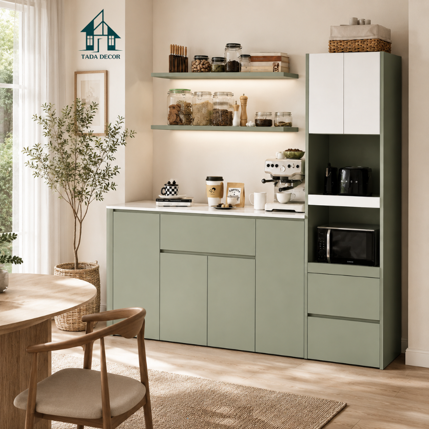 Tủ Bếp Mini Đa Năng Giải Pháp Coffee Station Thời Thượng Cho Phòng Ăn - Thương Hiệu TADA Việt Nam - TDV170