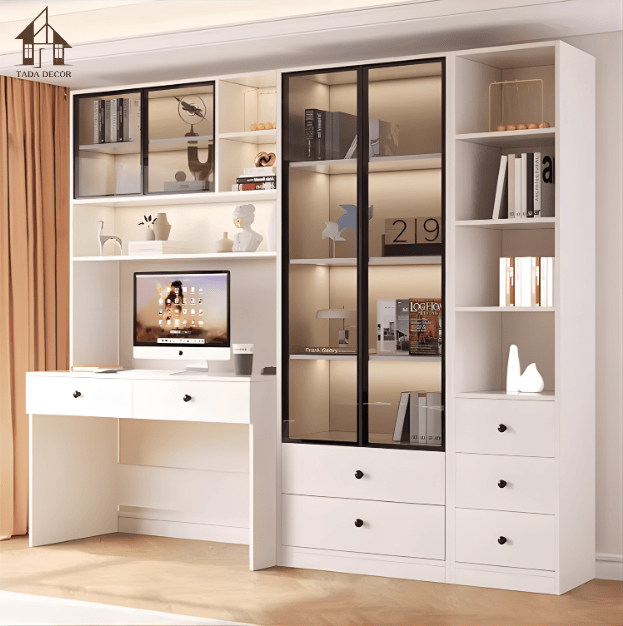 Bàn học kèm tủ đa năng đẹp, hiện đại TADA | TDBH07
