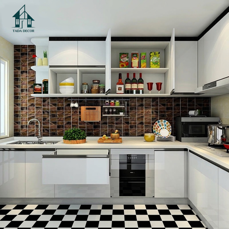 Mẫu Tủ Bếp Đẹp Cho Nhà Chung Cư - Thiết Kế Tủ Bếp Chữ L Tối Ưu Diện Tích Đầy Đủ Tện Nghi - Thương Hiệu TADA Việt Nam - TDTB716
