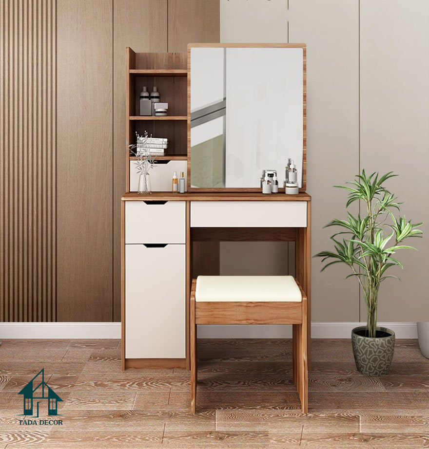 Bàn Trang Điểm Hiện Đại Có Gương Và Kệ Hông - Thương Hiệu TADA Việt Nam - BTD24