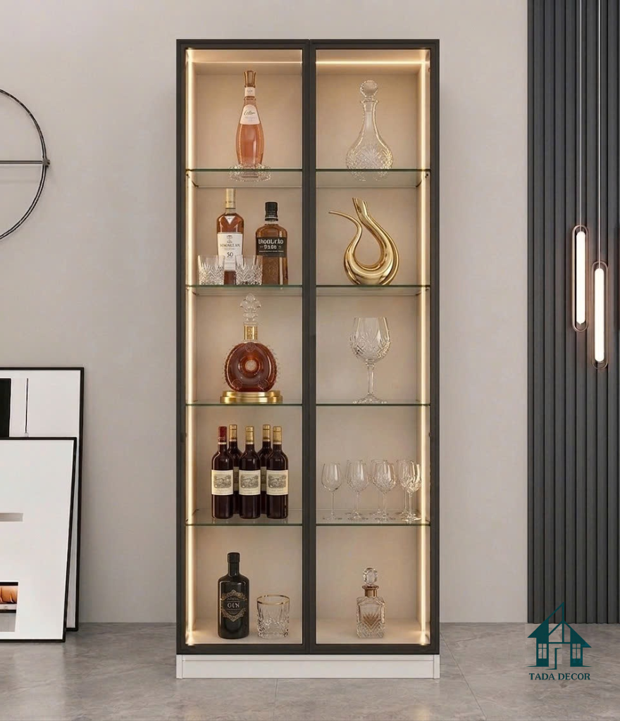 Tủ Rượu Cánh Kính Hiện Đại Có Đèn LED – Nâng Tầm Không Gian Sống Sang Trọng - Thương Hiệu TADA Việt Nam - TDTR58