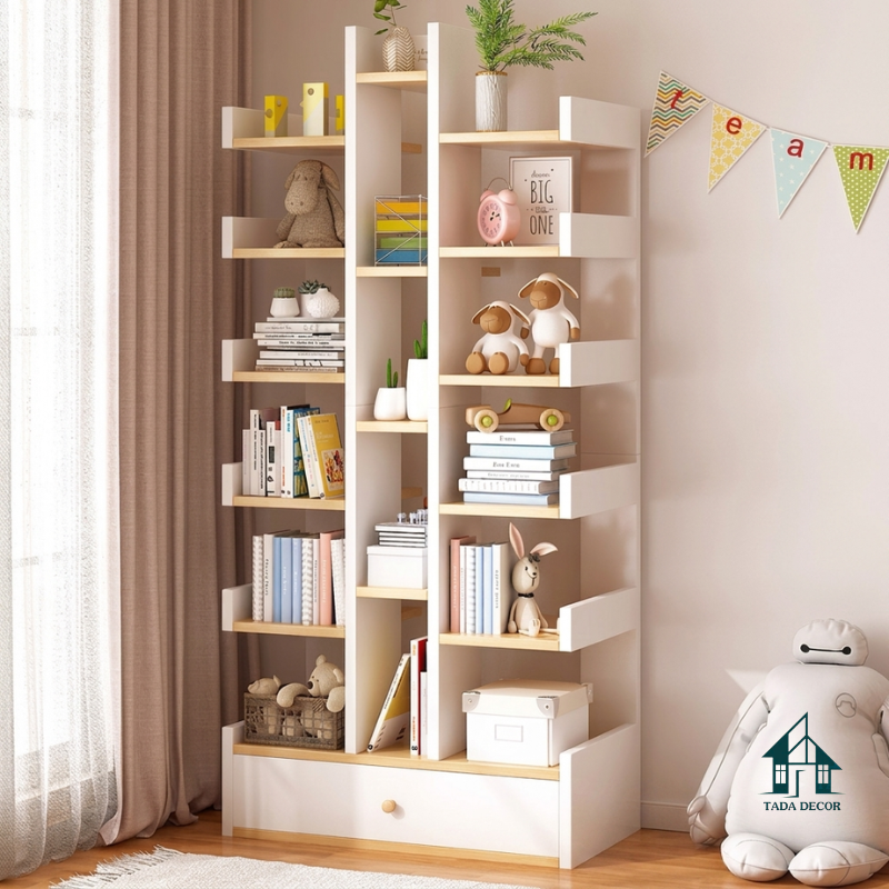 Mẫu Kệ Sách Xương Cá - Giải Pháp Lưu Trữ Đa Năng Và Tối Ưu Diện Tích Căn Hộ - Thương Hiệu TADA Việt Nam - TDKS108