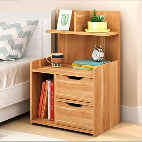 TỦ ĐẦU GIƯỜNG 2 NGĂN CÁNH LẬT KÈM KỆ TRANG TRÍ VÂN GỖ TADA - TD1302V