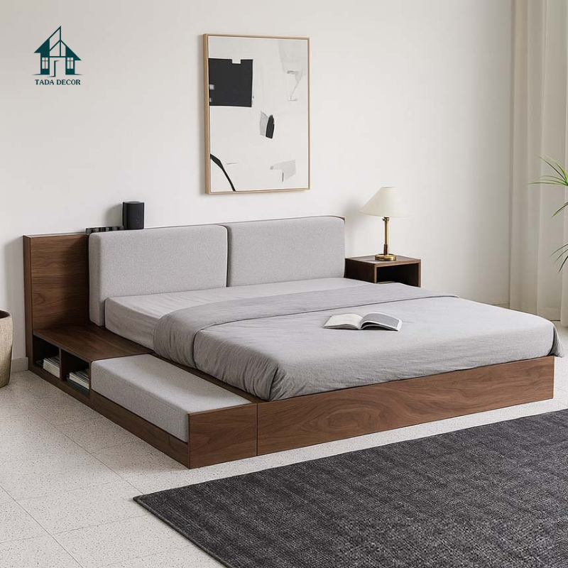 Giường Ngủ Đa Năng Tích Hợp Kệ Lưu Trữ Thông Minh Cho Phòng Ngủ Hiện Đại - Thương Hiệu TADA Việt Nam - TDGN111