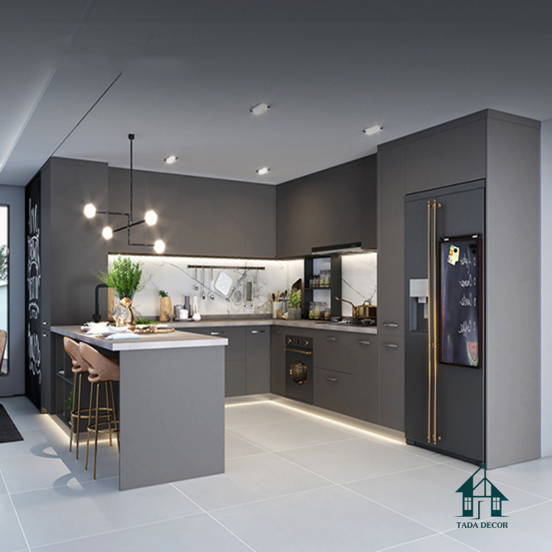 Tủ Bếp Căn Hộ Cao Cấp - Tone Xám Ghi Thời Thượng, Công Năng Đột Phá - Thương Hiệu TADA Việt Nam - TDTB117