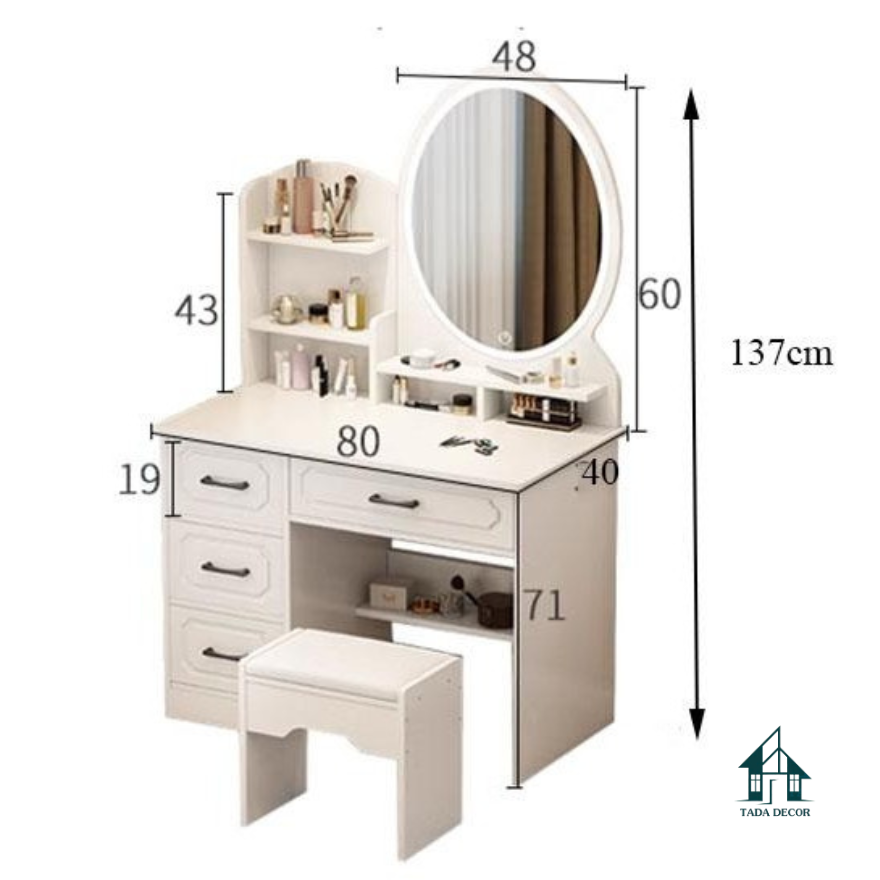 Bàn trang điểm hiện đại màu trắng - 6