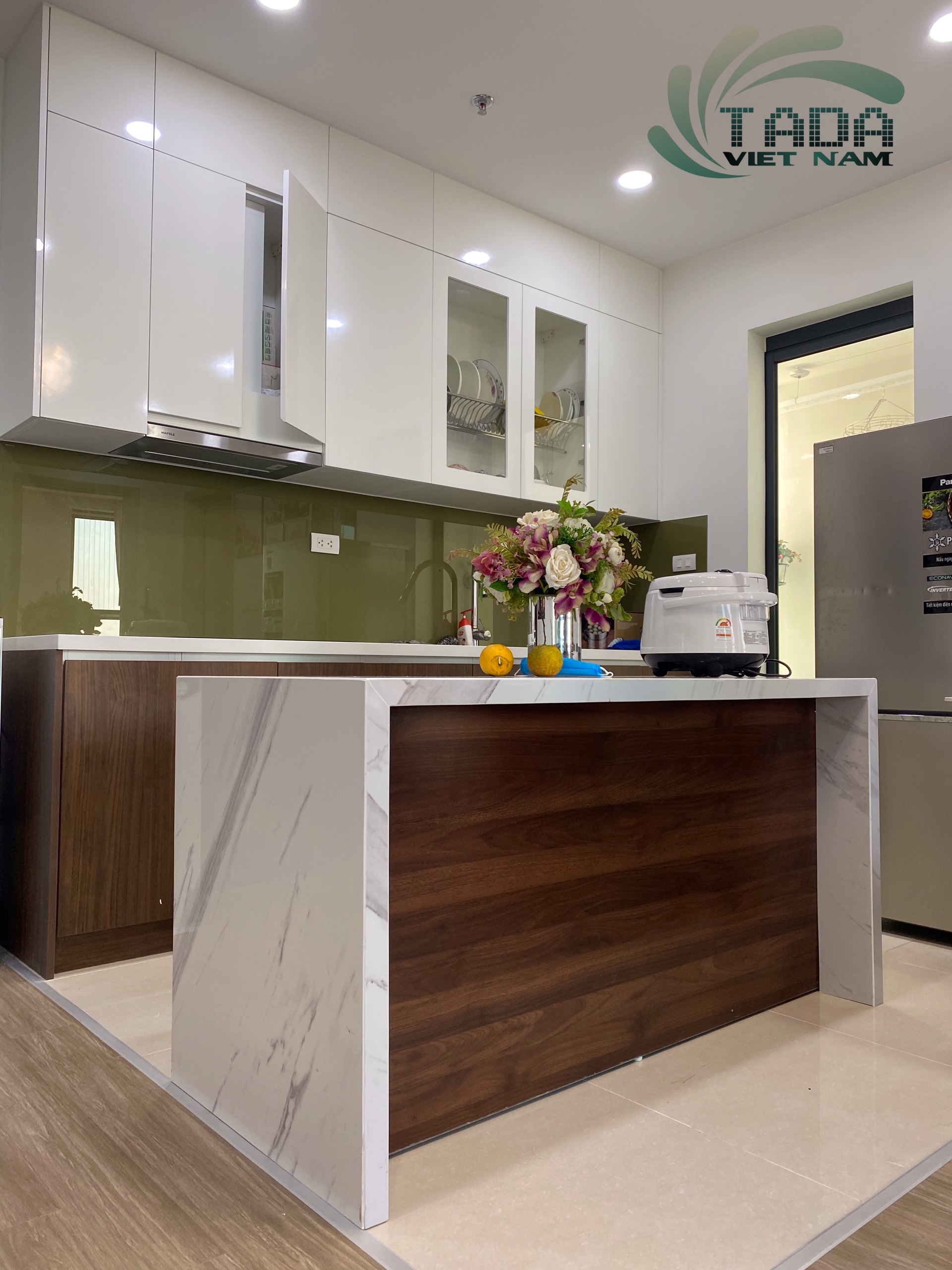 TỦ BẾP CHỮ L MÃ 333 - CÁNH TRẮNG NHÀ ANH DƯƠNG - ANLAND HÀ ĐÔNG