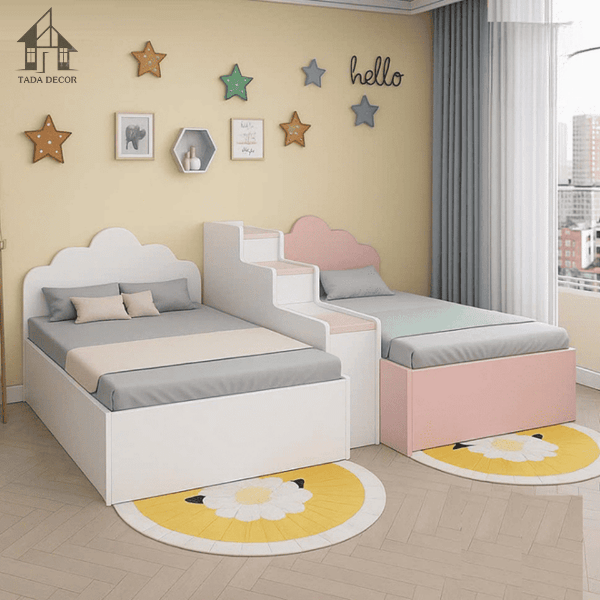 Giường cho bé TADA hình đám mây đẹp hiện đại có lưu trữ | TDGN06