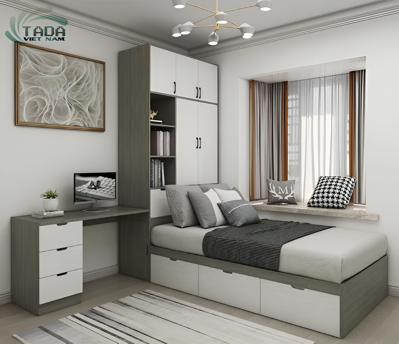 Giường tủ kết hợp bàn làm việc hiện đại Tada Việt Nam TD3190