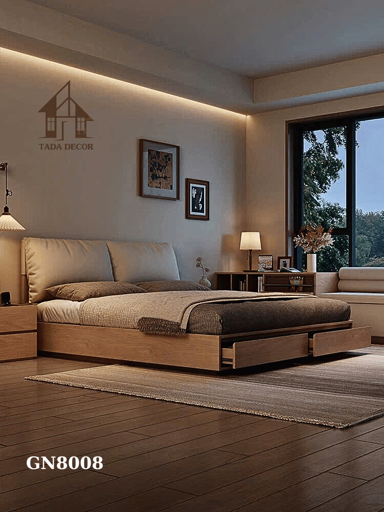 Khám phá mẫu giường ngủ GN8008: Thiết kế thông minh, tối ưu không gian sống