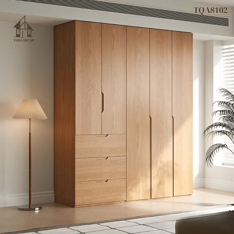 Khám Phá Mẫu Tủ Quần Áo Gỗ Công Nghiệp TQA8102 Sang Trọng, Bền Đẹp