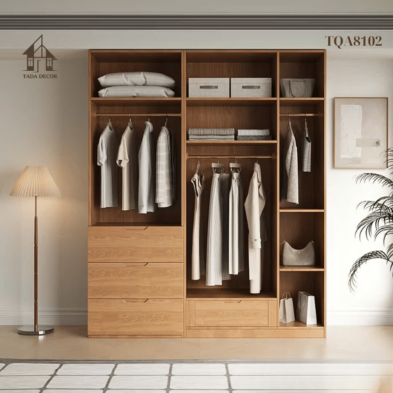 Khám Phá Mẫu Tủ Quần Áo Gỗ Công Nghiệp TQA8102 Sang Trọng, Bền Đẹp
