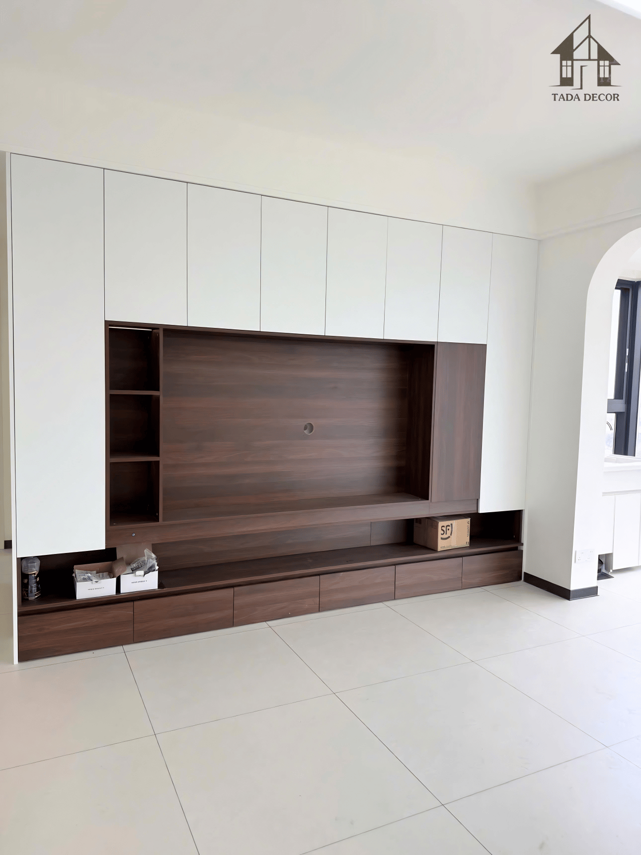 Thi công tủ quần áo và kệ tivi MDF lõi xanh tại Hoàng Mai