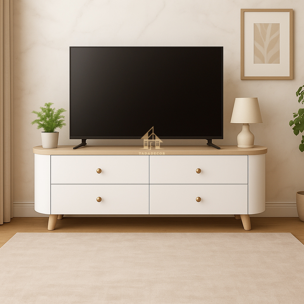 Giải pháp hoàn hảo cho căn hộ nhỏ: Kệ tivi để sàn kiêm vách ngăn phòng TDTV8886