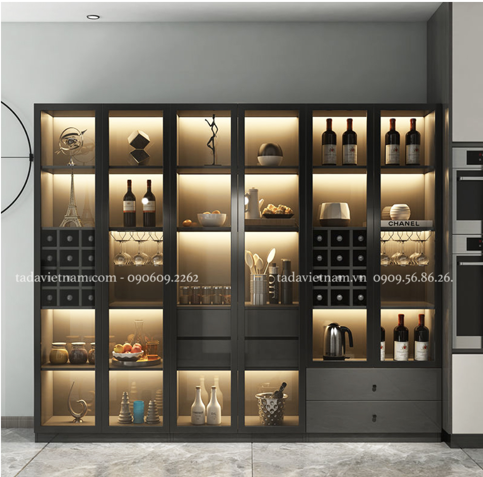 Tủ rượu gia đình thiết kế thanh lịch chất liệu gỗ MDF thương hiệu TADA- TDTR3