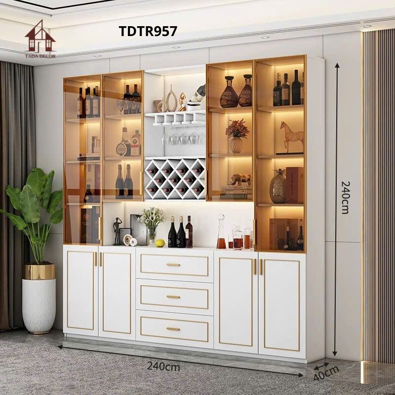 Tủ đựng rượu vang TDTR957 | Tủ rượu gỗ sang trọng phòng khách