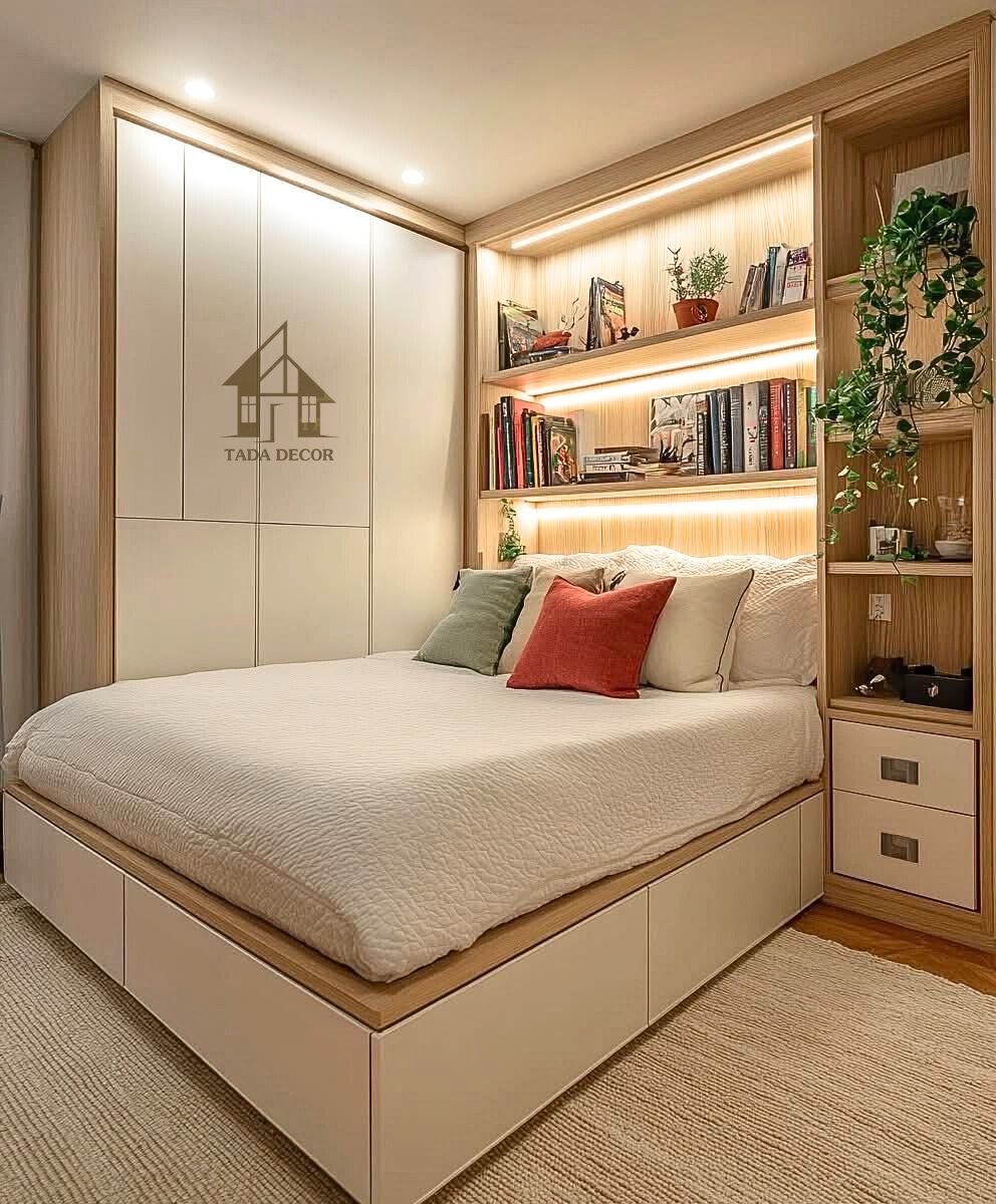 Combo nội thất TDCB29 – Giường ngủ thông minh, tủ quần áo hiện đại & kệ để đồ sang trọng