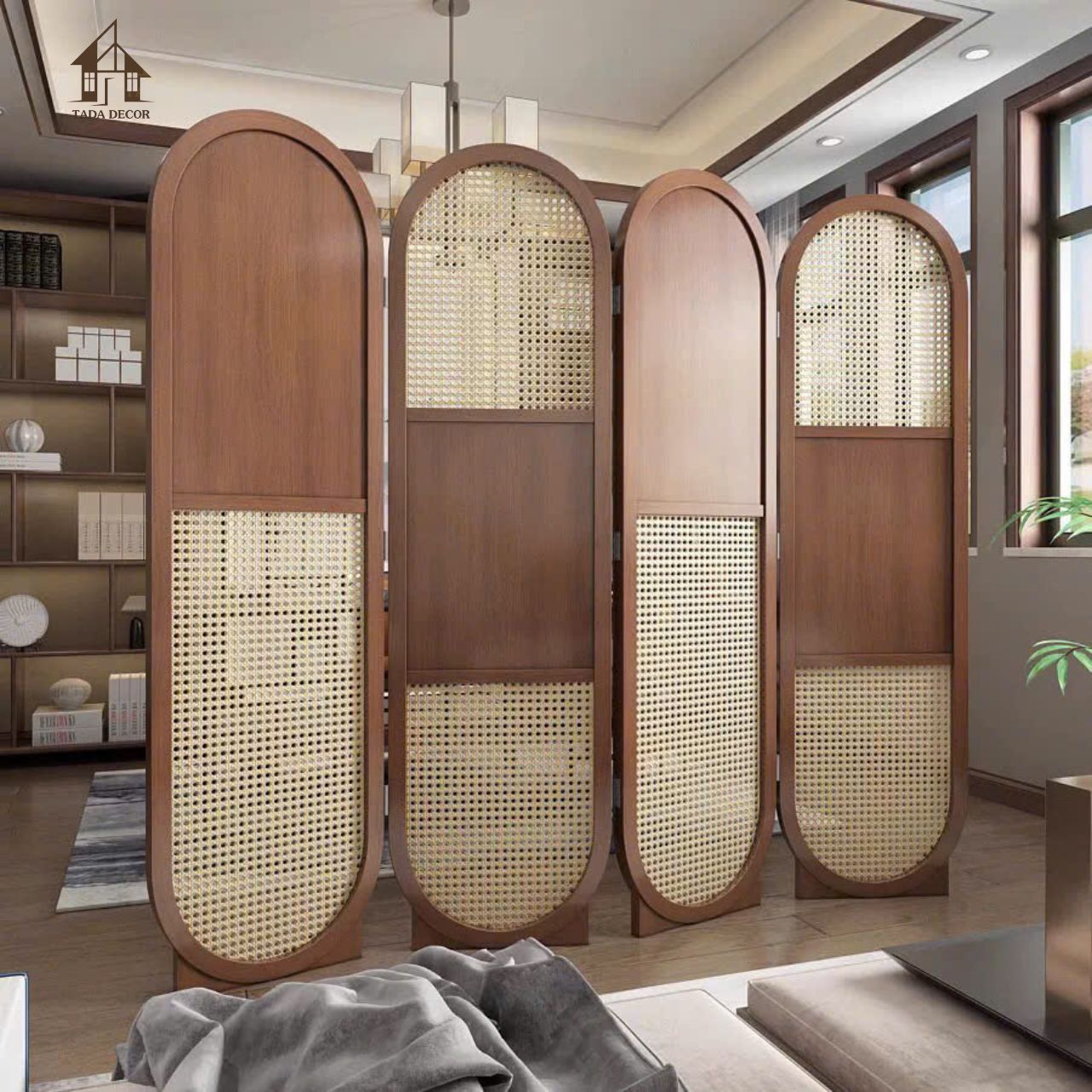 Vách mây mắt cáo dạng vòm cách điệu VBP879 – Sang trọng, tự nhiên và tinh tế cho không gian sống