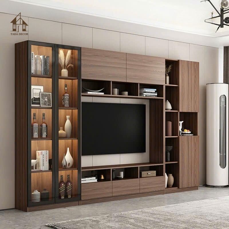 Combo phòng khách CBPK608 – Kệ tivi kết hợp tủ trưng bày sang trọng | TADA Việt Nam