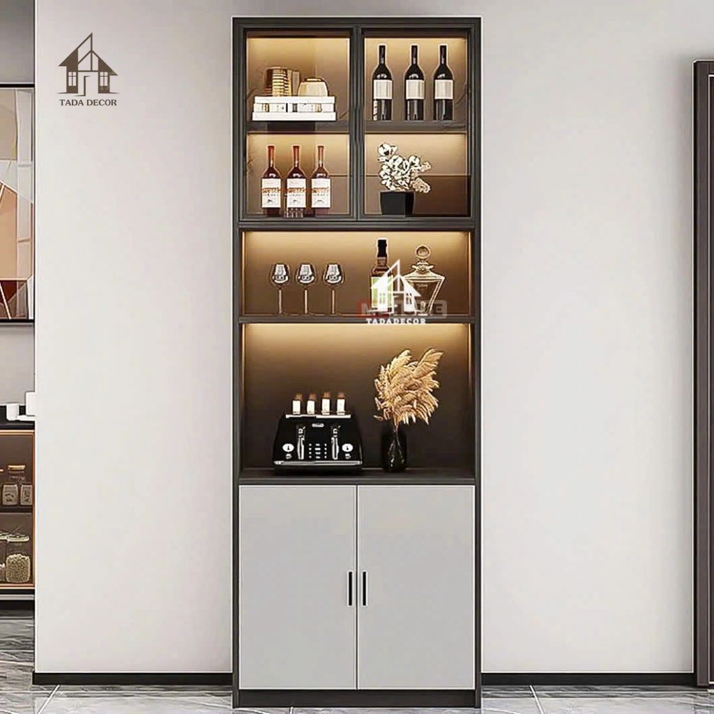 Tủ trưng bày rượu trang trí phòng khách chất liệu gỗ MDF thương hiệu TADA - TDTR601