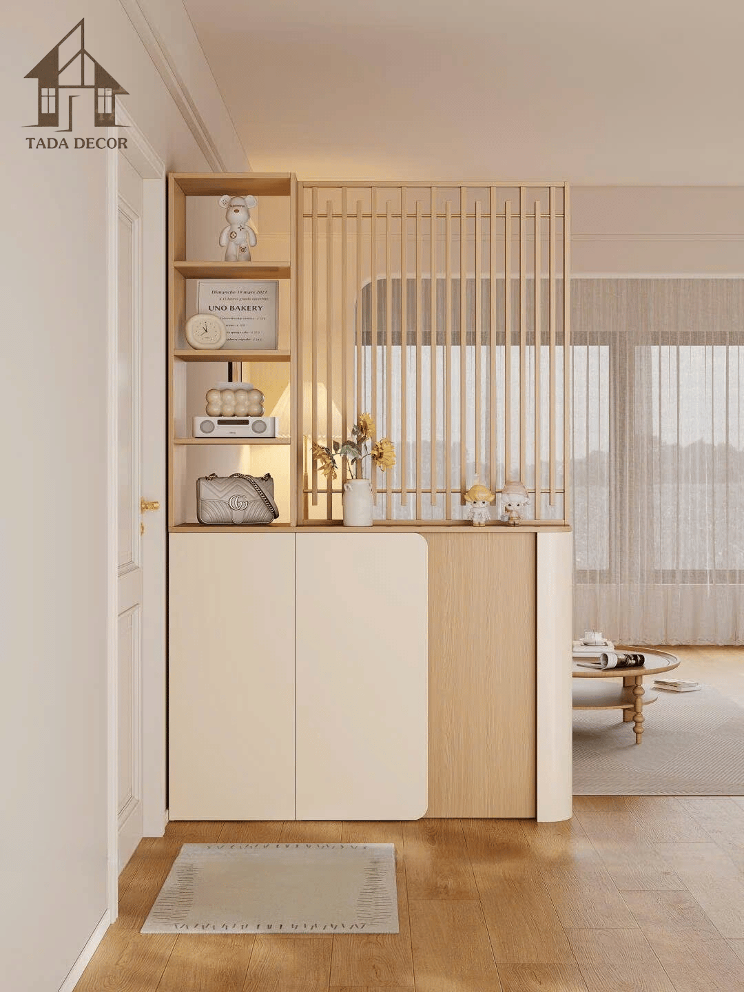 Tủ đa năng ngăn phòng MDF lõi xanh đẹp hiện đại | TDTNP03