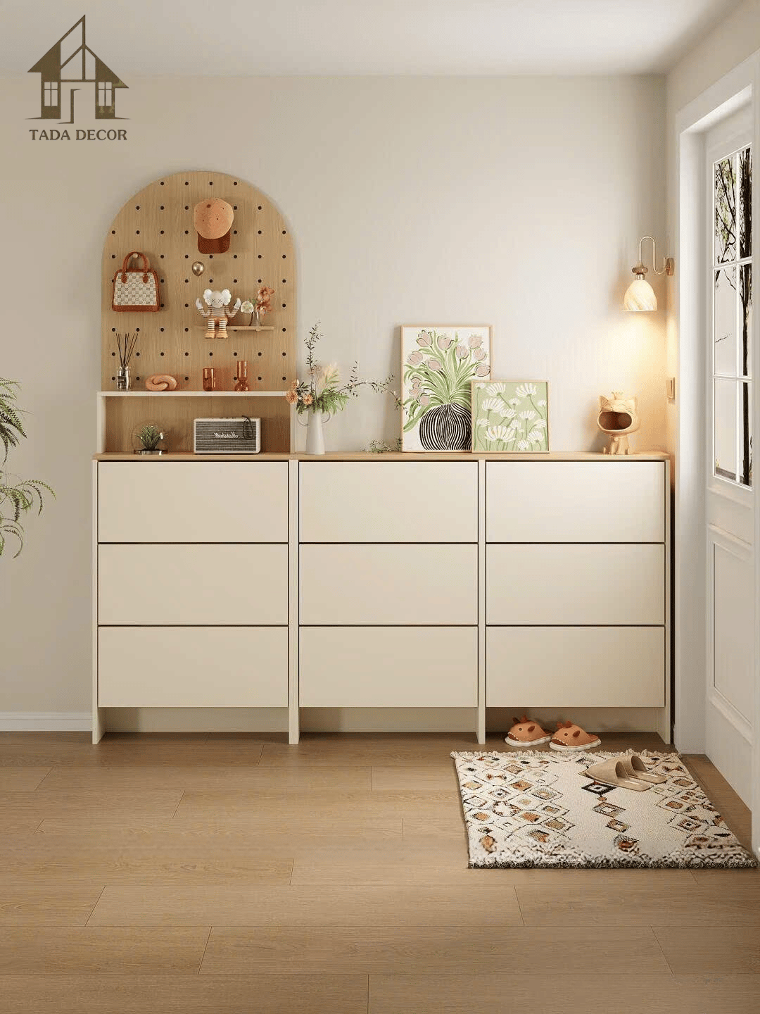 Tủ giày MDF lõi xanh đẹp, thông minh cho lối vào | TDTG03