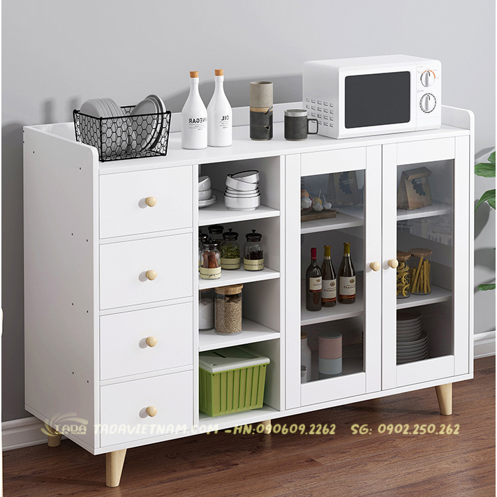 Tủ lò vi sóng phòng bếp chất liệu gỗ MDF cánh kính sang trọng - TD3202