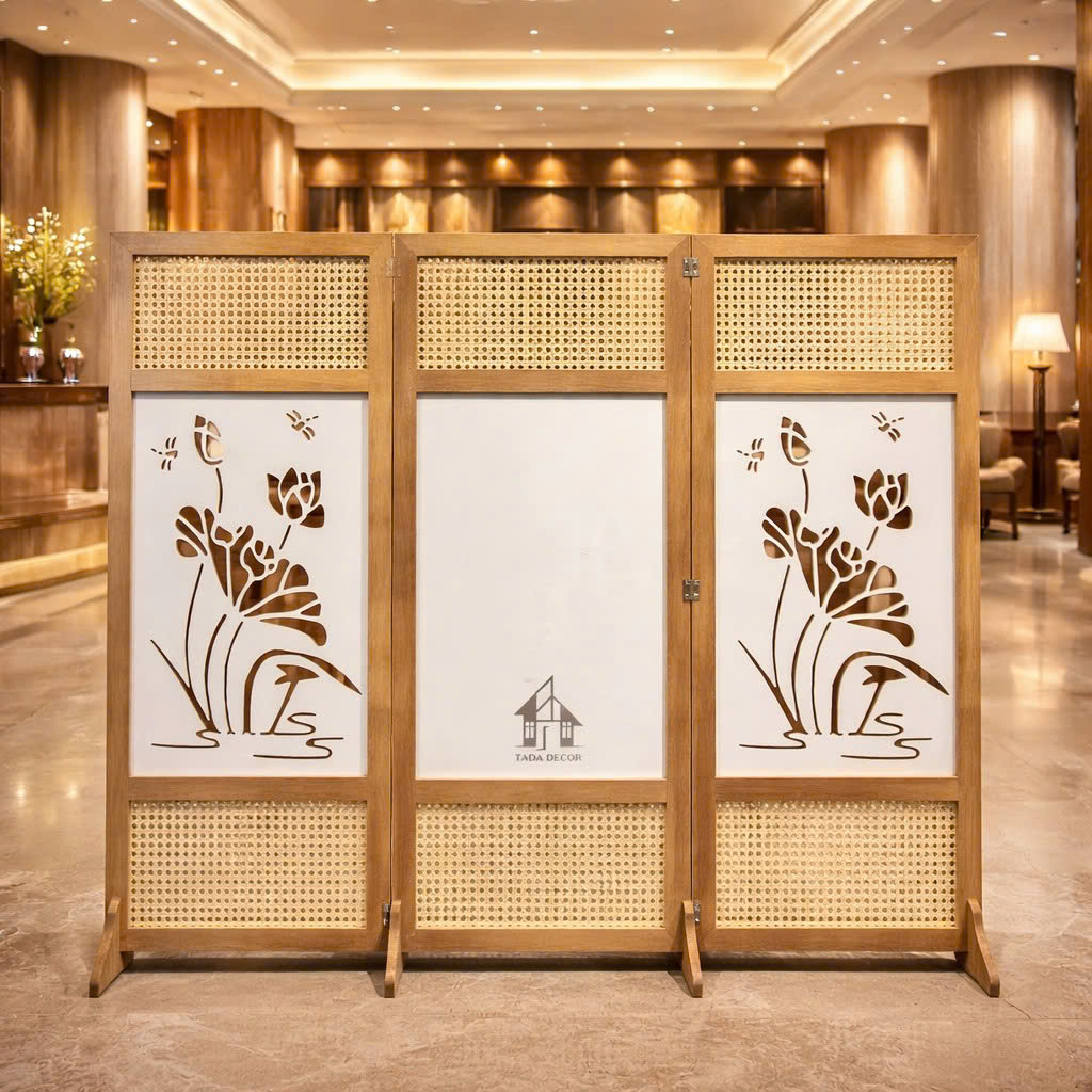 Vách ngăn hoa sen phối mây – giải pháp decor và phân chia không gian tinh tế | VNP01