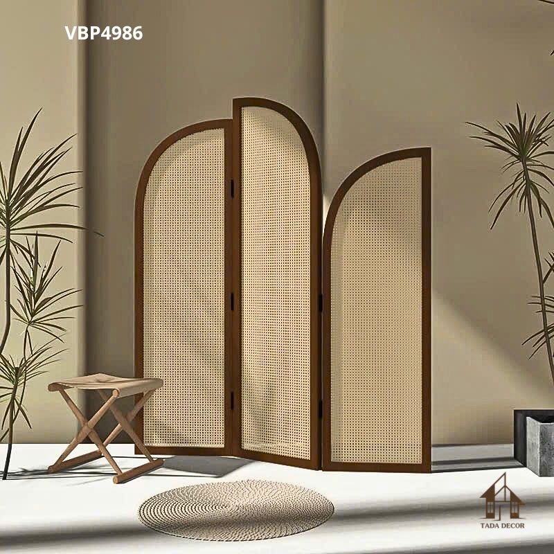 Vách Ngăn Bình Phong Mây VBP4986 – Thiết Kế Vòm MDF Chống Ẩm, Sang Trọng & Tinh Tế