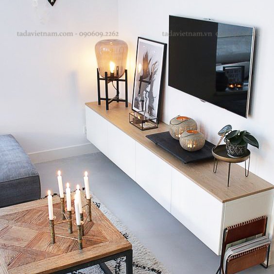 Mẫu kệ tivi treo tường tối giản cho không gian hiện đại