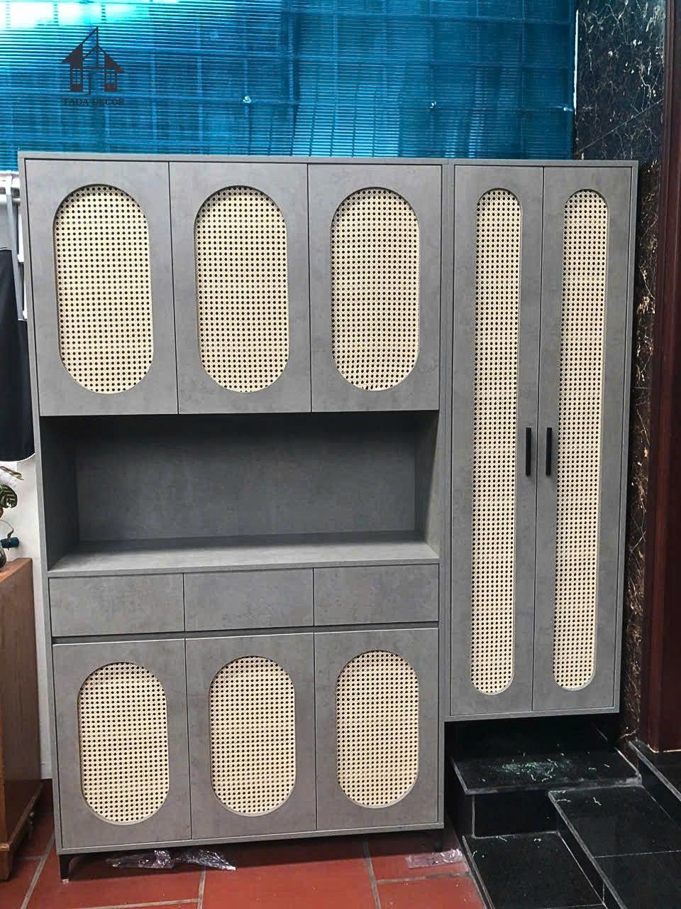 Tủ đa năng cánh gỗ phối mây – Tủ đựng đồ đa năng, tiện ích & sang trọng | TADA Việt Nam