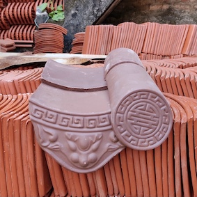 Ngói âm dương đất nung nâu đỏ