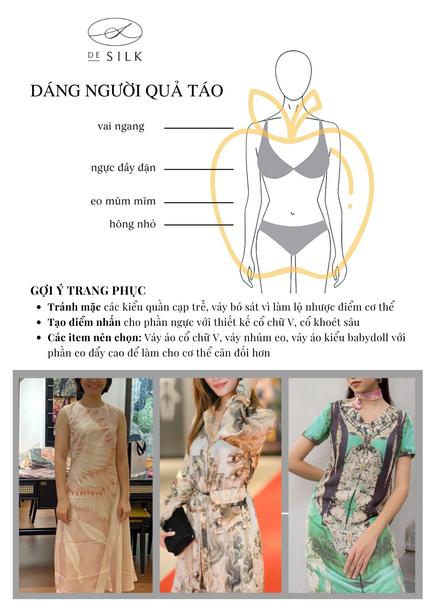 Mẹo thời trang cho dáng người quả táo DESILK