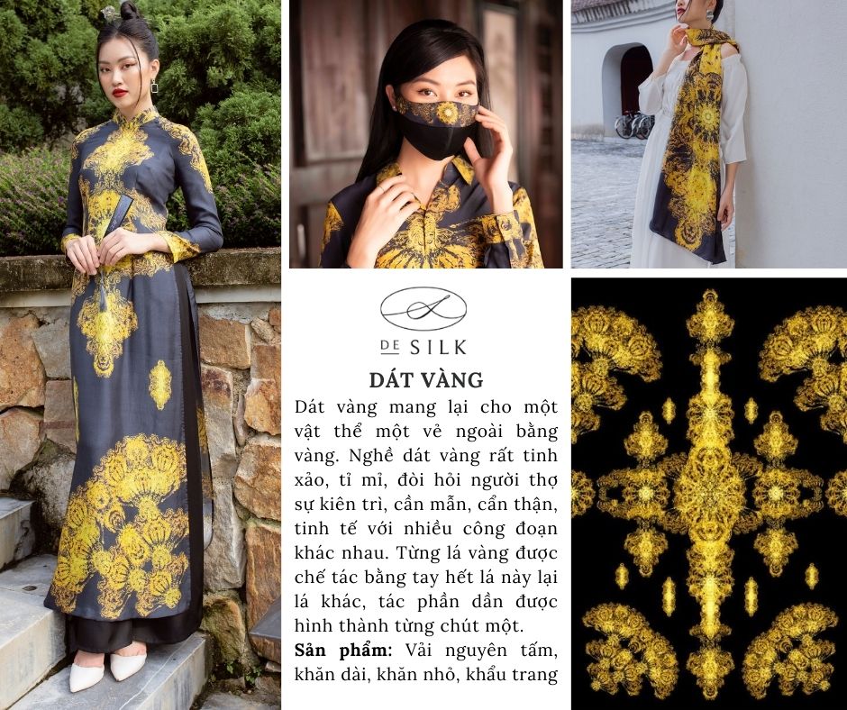 Dát vàng mang lại cho một vật thể một vẻ ngoài bằng vàng. Nghề dát vàng rất tinh xảo, tỉ mỉ, đòi hỏi người thợ sự kiên trì, cần mẫn, cẩn thận, tinh tế với nhiều công đoạn khác nhau. Từng lá vàng được chế tác bằng tay hết lá này lại lá khác, tác phần dần được hình thành từng chút một.