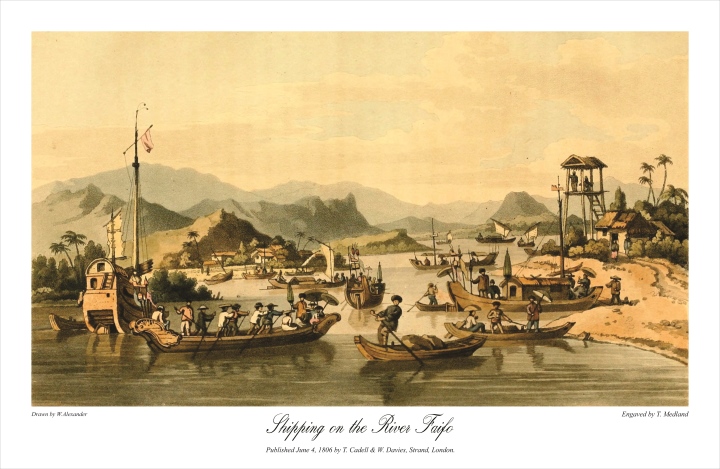 Hình ảnh tàu thuyền tấp nập trên sông Hội An (Nguồn:  "Một chuyến du hành đến xứ Nam Hà (1792-1793)"  của tác giả John Barraow, Nguyễn Thừa Hỷ dịch)
