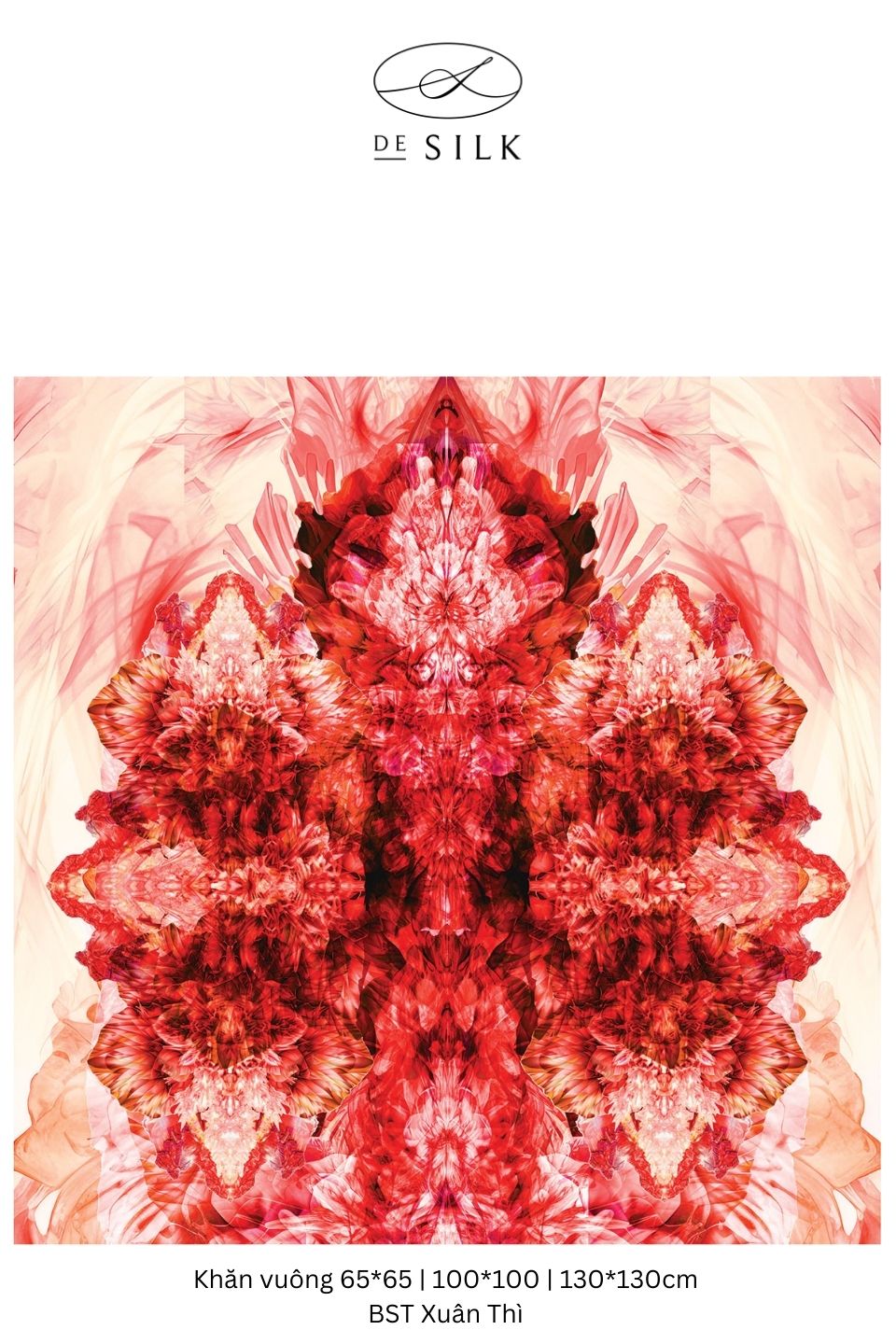 Khăn lụa vuông 100 Regal Reverie họa tiết hoa lan đỏ