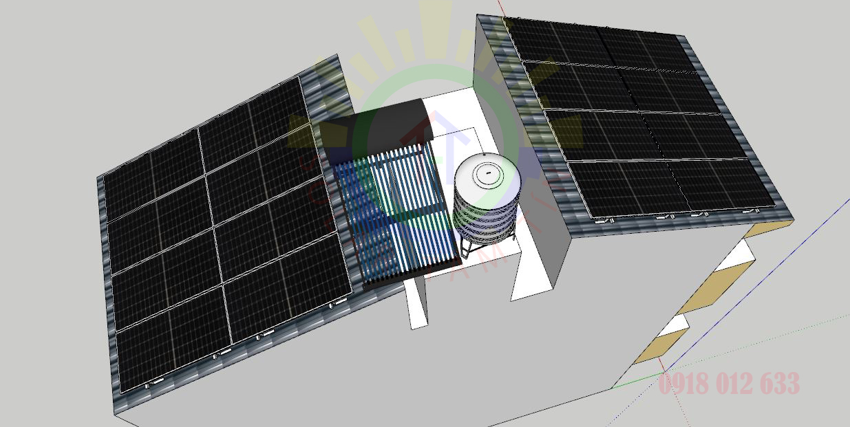 Mô phỏng thiết kế 3D hệ thống giàn pin mặt trời áp mái