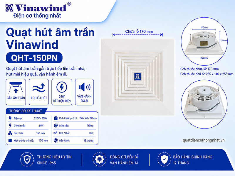 Quạt hút âm trần vinawind QHT-150PN 
