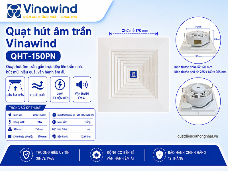 Quạt hút âm trần vinawind QHT-150PN - Sải cánh 15cm 200x200