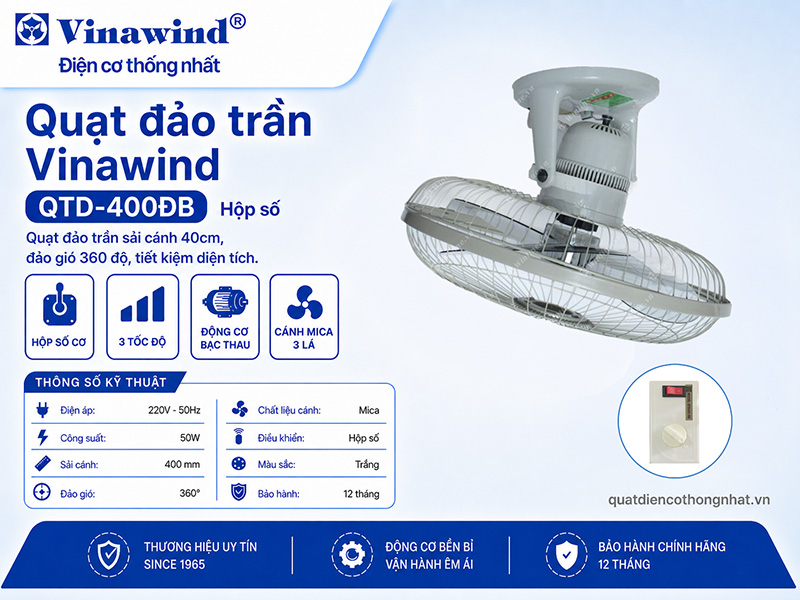 Quạt đảo trần Vinawind QTD-400ĐB